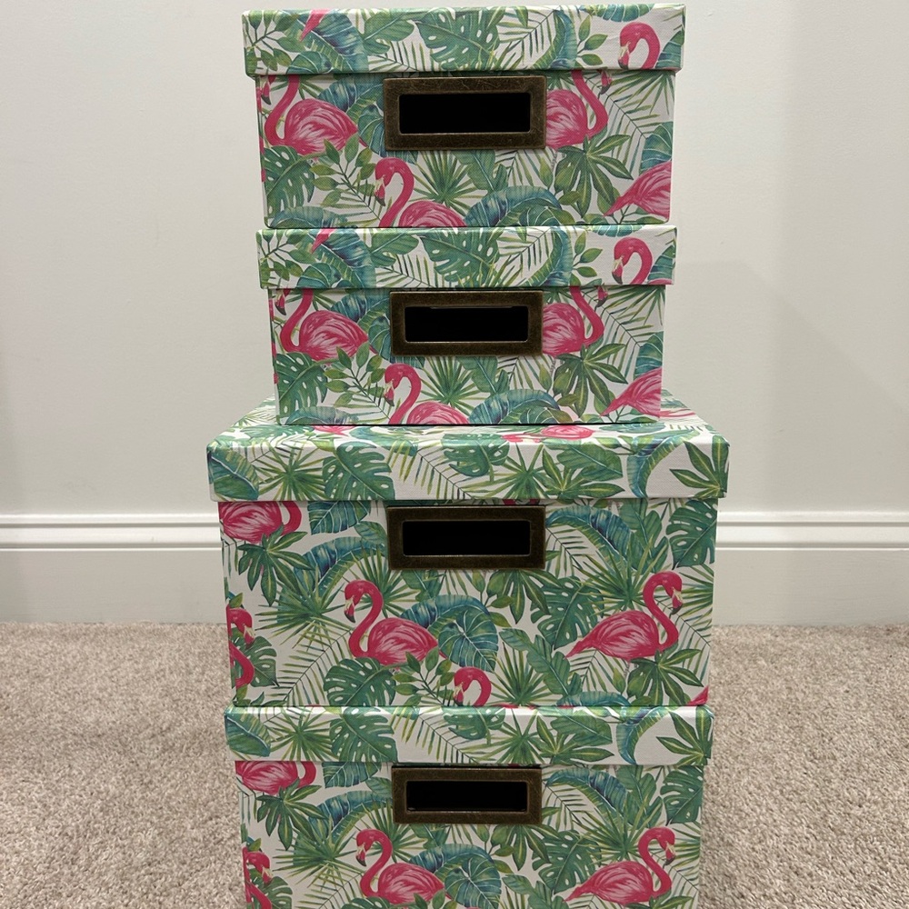 Decorative Storage Boxes - Large - Pink and Green Flamingo Print - Picture 5 of 5